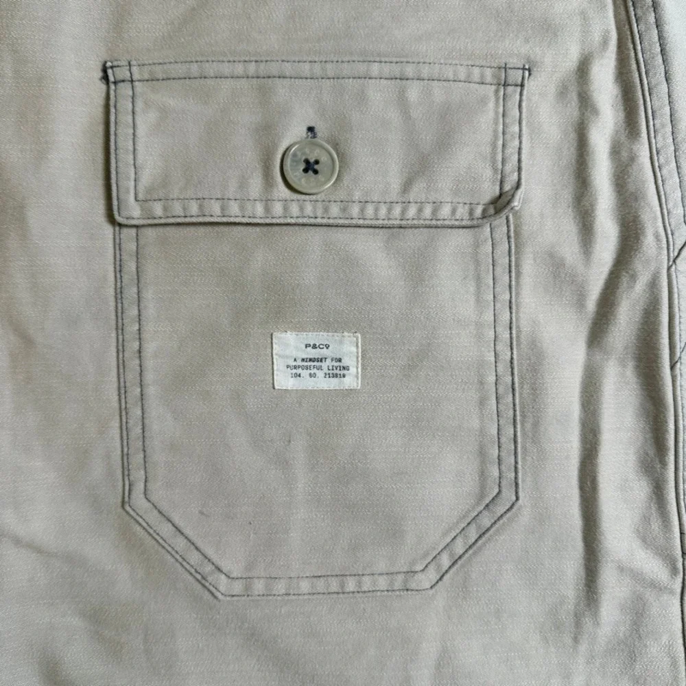 P&Co Mens Utility Trousers Sand Beige Cotton Twill Workwear Pants Size 34
